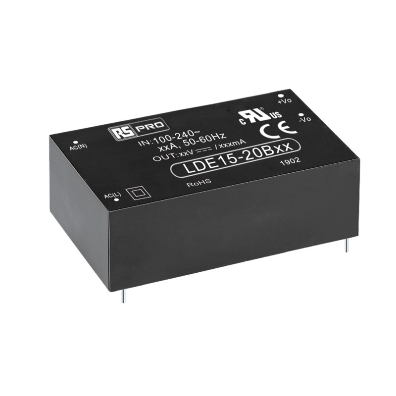 1 pcs - RS PRO Switching Power Supply, 3.3V dc, 2.7A, 8.9W, 1 Output, 100 - 370 V dc, 85 - 264 V ac Input Voltage