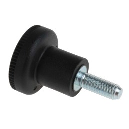 10 pcs - RS PRO Black Knurled Clamping Knob, M6, Threaded Stud