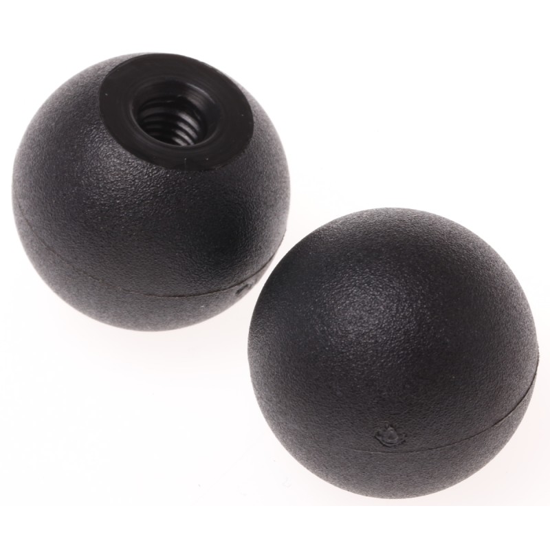 10 pcs - RS PRO Black Ball Clamping Knob, M6, Threaded Hole