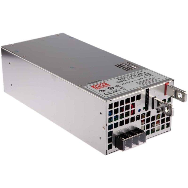 1 pcs - MEAN WELL Switching Power Supply, RSP-1500-24, 24V dc, 63A, 1.5kW, 1 Output, 127 - 370 V dc, 90 - 264 V