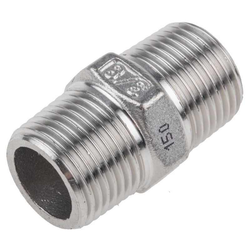 1 pcs - RS PRO Stainless Steel Pipe Fitting Hexagon Hexagon Nipple, Male R 3/8in x Male R 3/8in