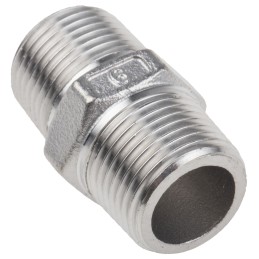 1 pcs - RS PRO Stainless Steel Pipe Fitting Hexagon Hexagon Nipple, Male R 3/8in x Male R 3/8in