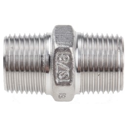 1 pcs - RS PRO Stainless Steel Pipe Fitting Hexagon Hexagon Nipple, Male R 3/8in x Male R 3/8in