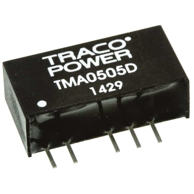 1 pcs - TRACOPOWER TMA DC-DC Converter, ±5V dc/ ±100mA Output, 4.5 - 5.5 V dc Input, 1W, Through Hole, +85°C Max Temp