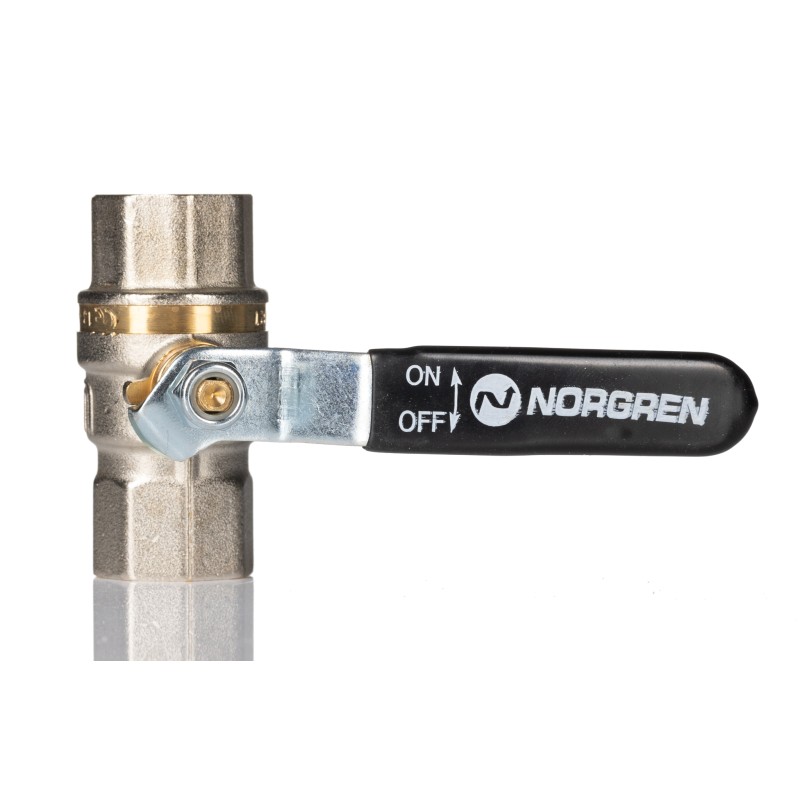 1 pcs - Norgren Nickel Plated Brass Full Bore, 2 Way, Ball Valve, Rp 1/2in, -0.4 - 40bar Operating Pressure