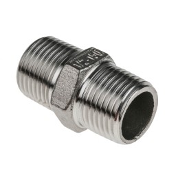 1 pcs - RS PRO Stainless Steel Pipe Fitting Hexagon Hexagon Nipple, Male R 1/2in x Male R 1/2in