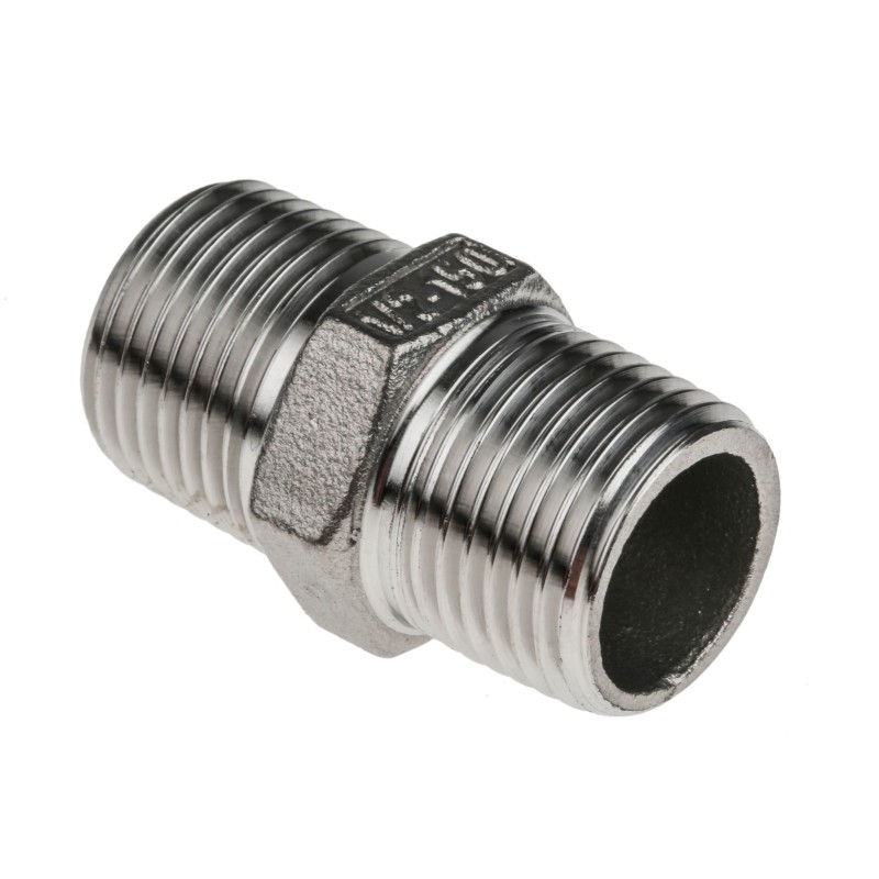 1 pcs - RS PRO Stainless Steel Pipe Fitting Hexagon Hexagon Nipple, Male R 1/2in x Male R 1/2in