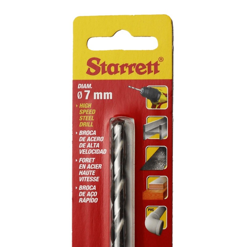 1 pcs - Starrett KBAR Series HSS Twist Drill Bit, 7mm Diameter, 109 mm Overall