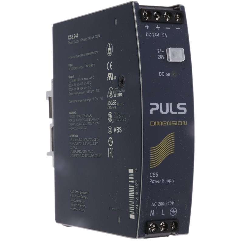 1 pcs - PULS C Switch Mode DIN Rail Power Supply, 230V ac, 24V dc dc Output, 5A Output, 120W