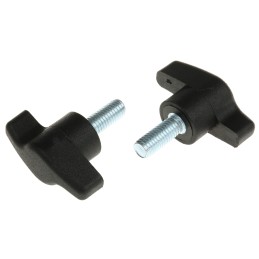 10 pcs - RS PRO Black Wing Clamping Knob, M8, Threaded Stud