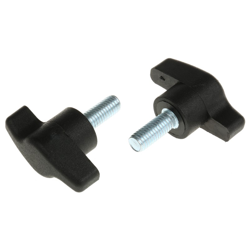 10 pcs - RS PRO Black Wing Clamping Knob, M8, Threaded Stud