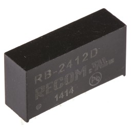 1 pcs - Recom RB DC-DC Converter, ±12V dc/ ±42mA Output, 21.6 - 26.4 V dc Input, 1W, Through Hole, +85°C Max Temp -40°C