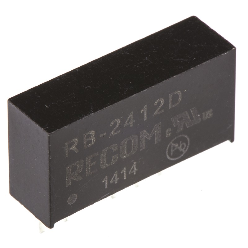 1 pcs - Recom RB DC-DC Converter, ±12V dc/ ±42mA Output, 21.6 - 26.4 V dc Input, 1W, Through Hole, +85°C Max Temp -40°C