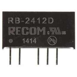 1 pcs - Recom RB DC-DC Converter, ±12V dc/ ±42mA Output, 21.6 - 26.4 V dc Input, 1W, Through Hole, +85°C Max Temp -40°C