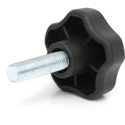 10 pcs - RS PRO Black Multiple Lobes Clamping Knob, M6, Threaded Stud