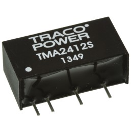 1 pcs - TRACOPOWER TMA DC-DC Converter, 12V dc/ 80mA Output, 21.6 - 26.4 V dc Input, 1W, Through Hole, +85°C Max Temp
