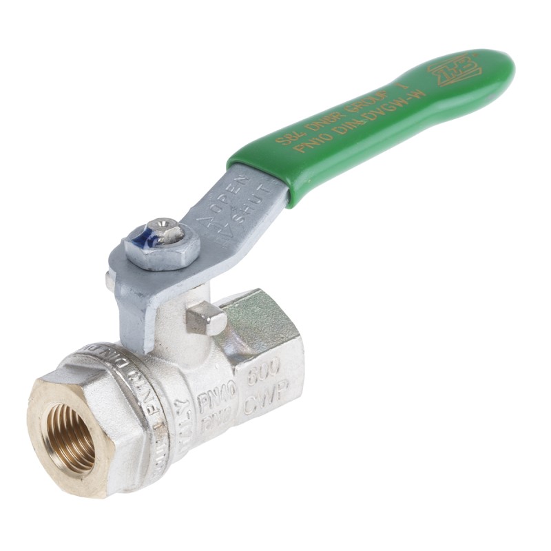 1 pcs - RS PRO Brass Full Bore, 2 Way, Ball Valve, BSPP 1/4in, 40bar Operating Pressure