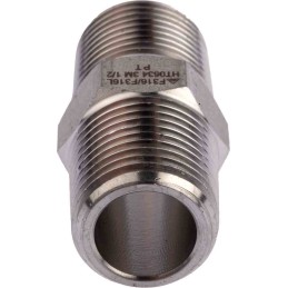 1 pcs - RS PRO Stainless Steel Pipe Fitting, Straight Hexagon Nipple Joint, Male R 1/2in x Male R 1/2in