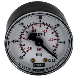 1 pcs - WIKA Analogue Pressure Gauge 0bar Back Entry, 7203736, -1bar min.