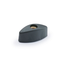 10 pcs - Elesa 8358 Black Glass Fibre Reinforced Polyamide Wing Knob, M6, Threaded Through Hole