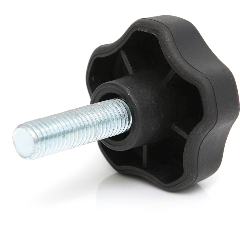 10 pcs - RS PRO Black Multiple Lobes Clamping Knob, M5, Threaded Stud