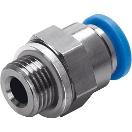 1 pcs - Festo QS Series Straight Threaded Adaptor, G 1/2 Male to Push In 12 mm, Threaded-to-Tube Connection Style, 186104