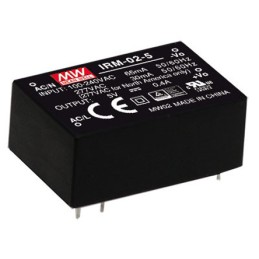 1 pcs - MEAN WELL Switching Power Supply, IRM-02-5, 5V dc, 400mA, 2W, 1 Output, 120 - 430 V dc, 85 - 305 V ac