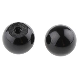 10 pcs - RS PRO Black Ball Clamping Knob, M6, Threaded Hole