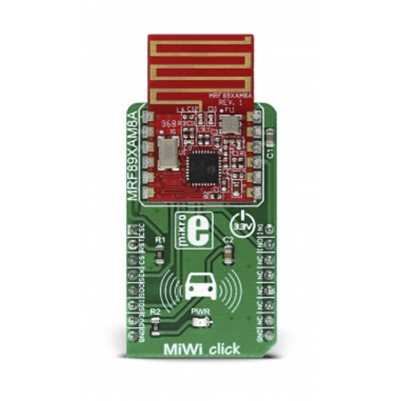 1 pcs - MikroElektronika MiWi click MRF89XAM8A for Alarms, Applications for Remote Keyless Access, Data Loggers, Developing