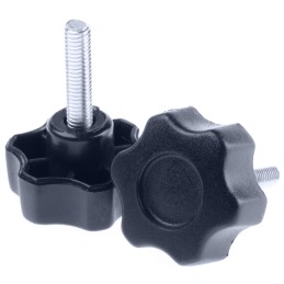 10 pcs - RS PRO Black Multiple Lobes Clamping Knob, M5, Threaded Stud
