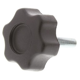 10 pcs - RS PRO Black Multiple Lobes Clamping Knob, M5, Threaded Stud