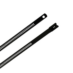 100 pcs - RS PRO Cable Tie, Ladder Single Lock, 225mm x 7 mm, Black 316 Stainless Steel, Pk-100