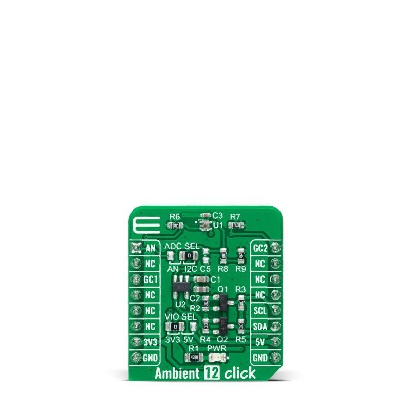 1 pcs - MikroElektronika Ambient 12 Click Ambient Light Sensor Add On Board for BH1620FVC, MCP3221 mikroBUS socket