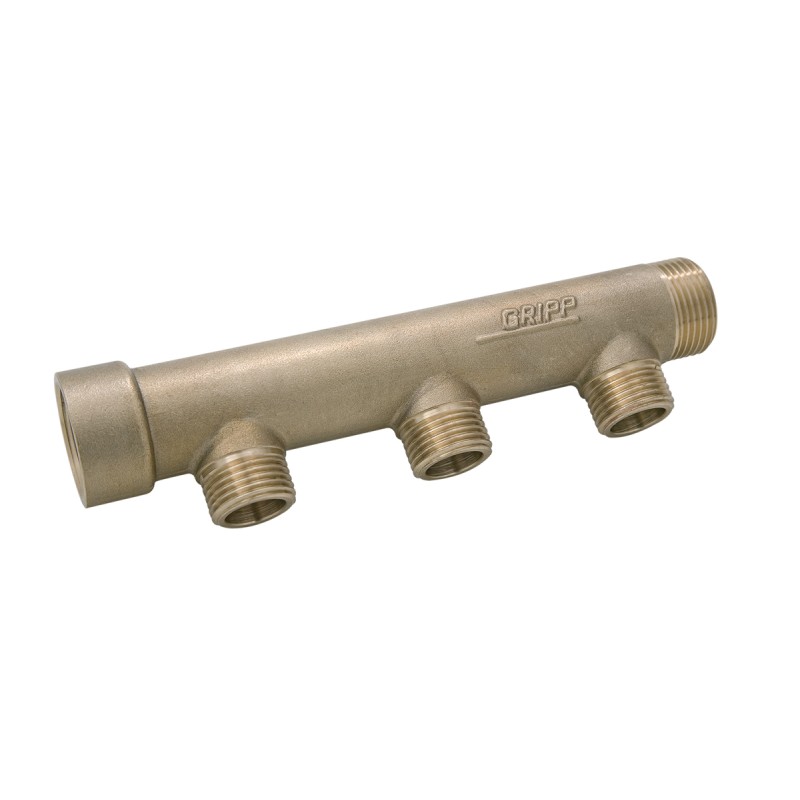 1 pcs - Watts Brass Pipe Fitting, Straight Compression Manifold, Male 3/4in to Male 1/2in