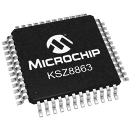 1 pcs - Microchip KSZ8863MLL, Ethernet Switch IC, 10Mbps MII, RMII, 1.8 V, 3.3 V, 48-Pin LQFP