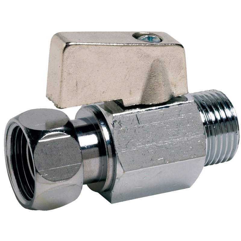 1 pcs - Sferaco Chrome Plated Brass 2 Way, Ball Valve, BSPP 3/8in, 10bar Operating Pressure