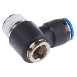 1 pcs - Festo QS Series Elbow Threaded Adaptor, R 1/2 Male to Push In 12 mm, Threaded-to-Tube Connection Style, 153105