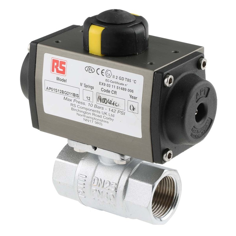 1 pcs - RS PRO Ball type Pneumatic Actuated Valve, BSP 1in, 40 bar