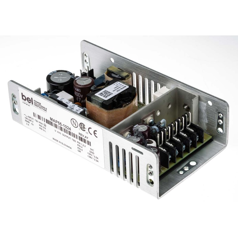1 pcs - BEL POWER SOLUTIONS INC Switching Power Supply, MAP55-1024, 24V dc, 2.5A, 55W, 1 Output, 175 - 264 V ac, 90