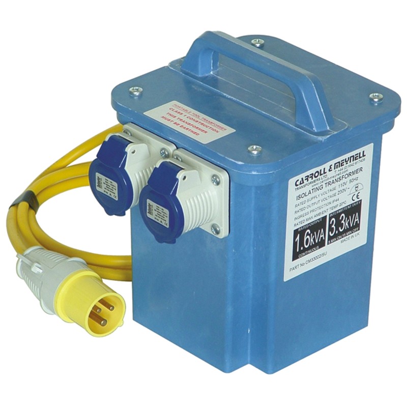 1 pcs - Carroll & Meynell 3kVA Site Transformer, 110V ac Primary, 230V Secondary, 2 x 16A O/P