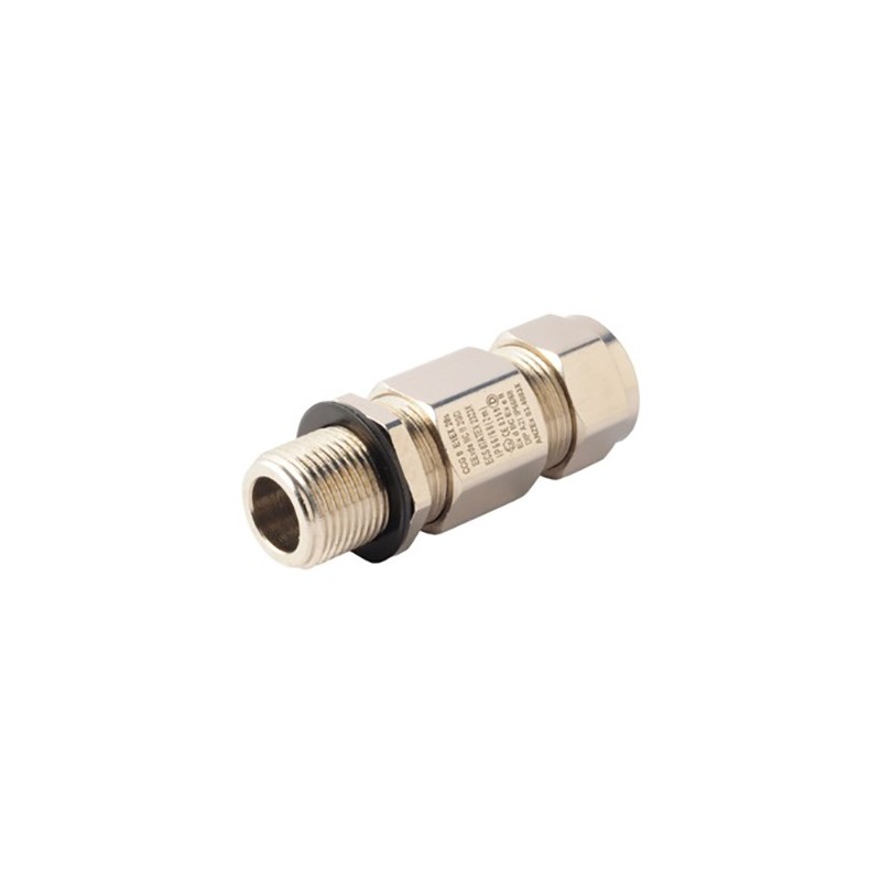 1 pcs - Moflash E1EX Series Brass Nickel Plated Brass Cable Gland, M20 Thread, 14.5mm Min, 20.5mm Max, IP66, IP68