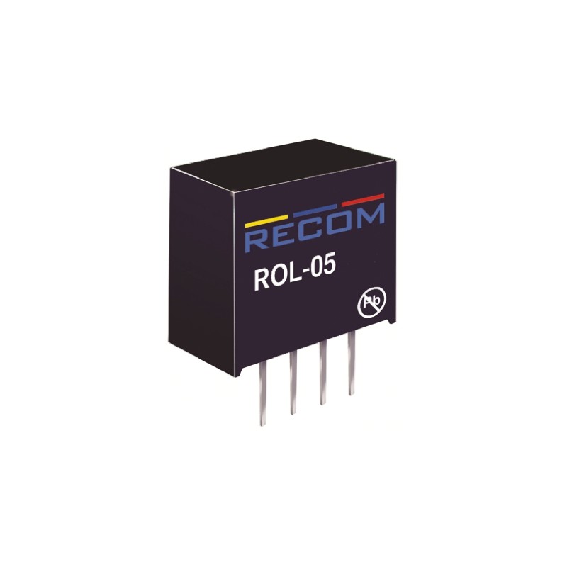 1 pcs - Recom ROL DC-DC Converter, 12V dc/ 42mA Output, 4.5 - 5.5 V dc Input, 0.5W, Through Hole, +85°C Max Temp -40°C