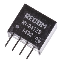 1 pcs - Recom RI DC-DC Converter, 12V dc/ 167mA Output, 21.6 - 26.4 V dc Input, 2W, Through Hole, +85°C Max Temp -40°C