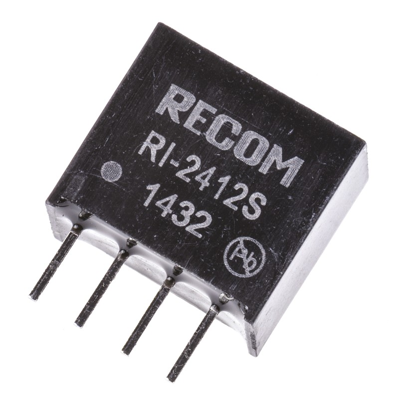 1 pcs - Recom RI DC-DC Converter, 12V dc/ 167mA Output, 21.6 - 26.4 V dc Input, 2W, Through Hole, +85°C Max Temp -40°C