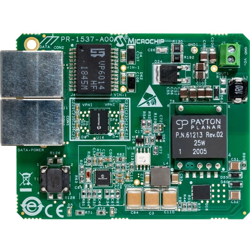1 pcs - Microchip IEEE802.3at/bt Type 2 PD EVB PD70201, w/isolated low-profile flyback 24V 1.05A Power Module for PD70201ILQ