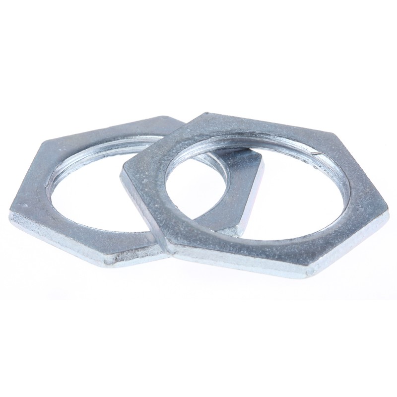 10 pcs - RS PRO Silver Steel Cable Gland Locknut, M25 Thread