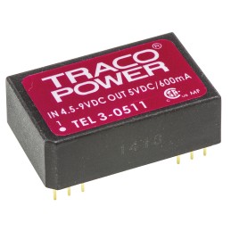 1 pcs - TRACOPOWER TEL 3 DC-DC Converter, 5V dc/ 600mA Output, 4.5 - 9 V dc Input, 3W, Through Hole, +85°C Max Temp