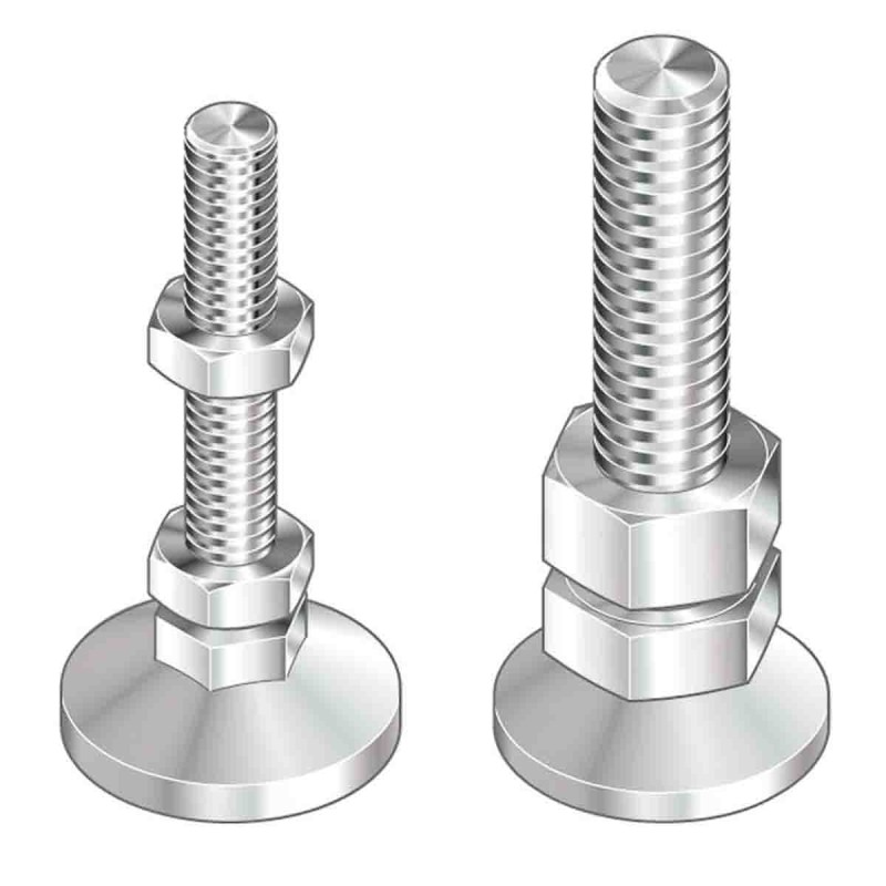 20 pcs - Bosch Rexroth M12 Thread Steel Adjustable Foot, 10mm Groove