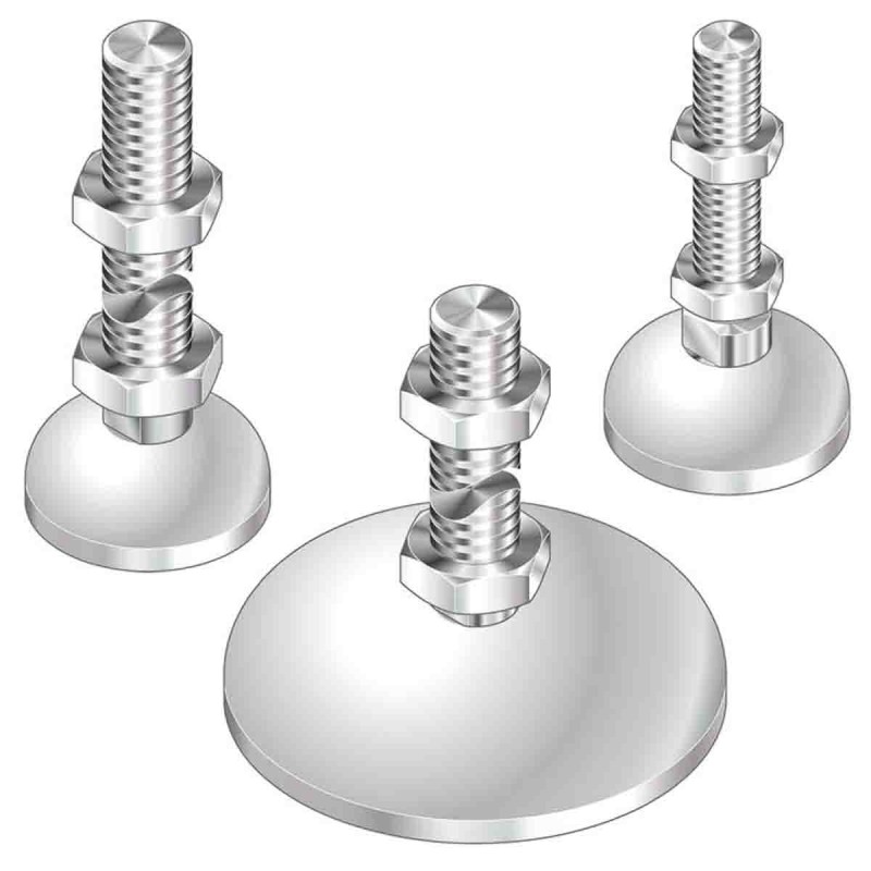 20 pcs - Bosch Rexroth M16 Thread Steel Adjustable Foot, 10mm Groove