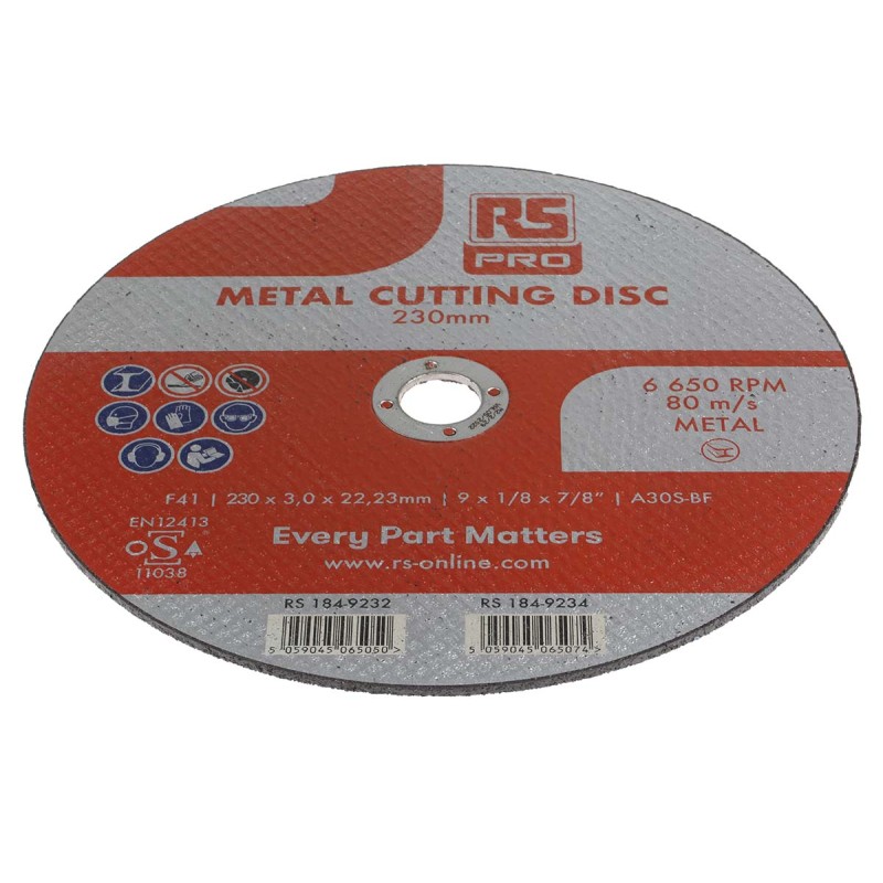 1 pcs - RS PRO Aluminium Oxide Cutting Disc, 230mm x 3mm Thick, P120 Grit, 1 in pack